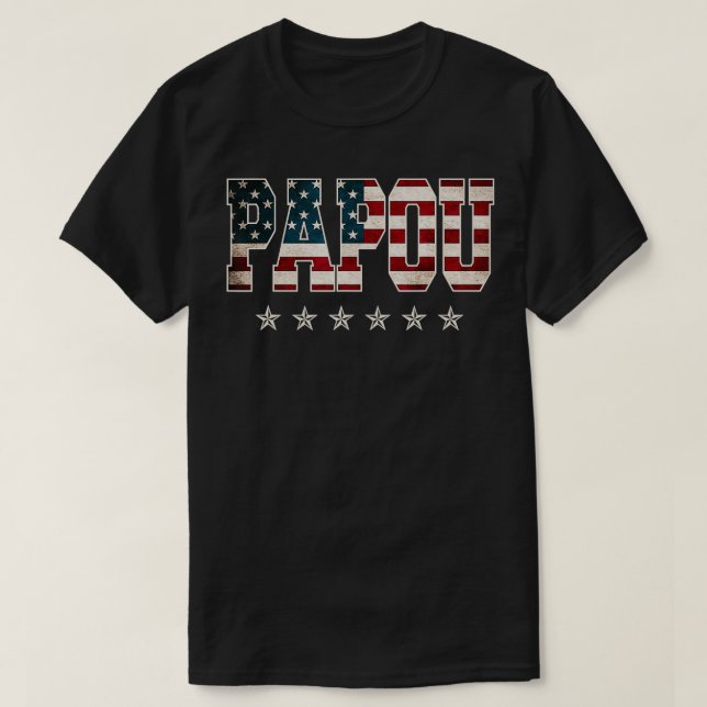 Camiseta Mens Papou Gift Father's Day American Flag 4th of  (Diseño del anverso)