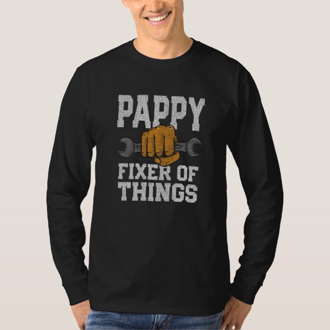 Camiseta Mens Pappy Fixer Of Things Mechanic Dad Car Repair (Anverso)