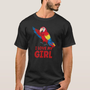 Camiseta Mens Parrot Parakeet I Love My Chica Macaw
