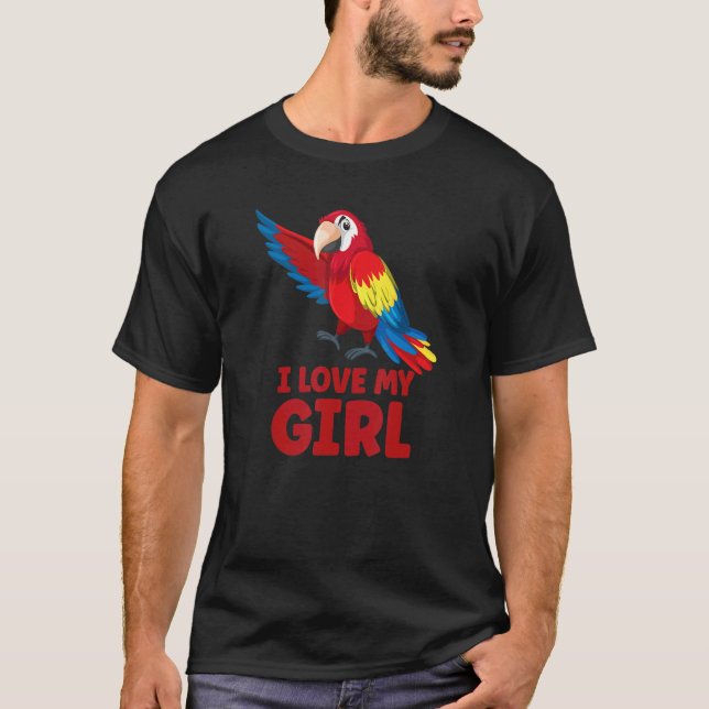 Camiseta Mens Parrot Parakeet I Love My Chica Macaw (Anverso)