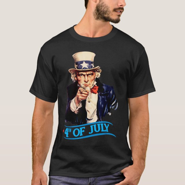 Camiseta Mens Patriotic Uncle Sam 4th Of July Independence  (Anverso)
