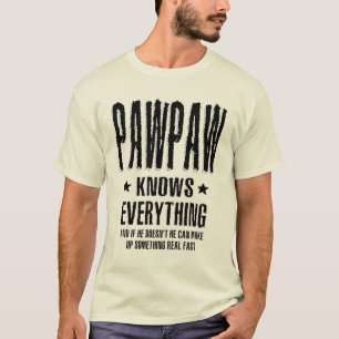 Camiseta Mens Pawpaw lo sabe todo   Papá y el abuelo