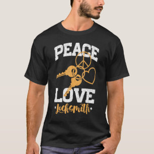 Camiseta Mens Peace Love Locksmith Lock Picksmithin