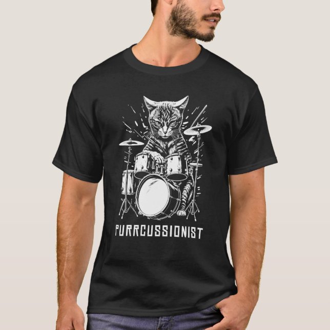 Camiseta Men's Percussion Drummer Drumming Drums cat item (Anverso)