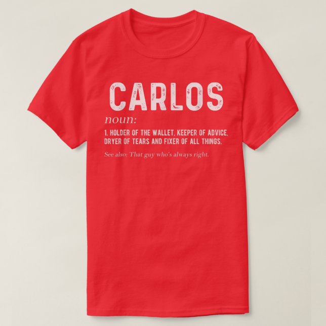 Camiseta Mens Personalized Carlos Dad Noun Firstname Father (Diseño del anverso)