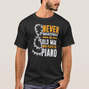 Camiseta Mens Piano Teclado Treble Clef Pianista Retirado R