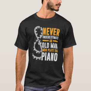 Camiseta Mens Piano Teclado Treble Clef Pianista Retirado R