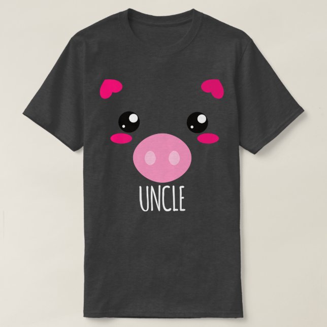 Camiseta Mens Pig Face Kawaii Halloween Costume For Uncle F (Diseño del anverso)