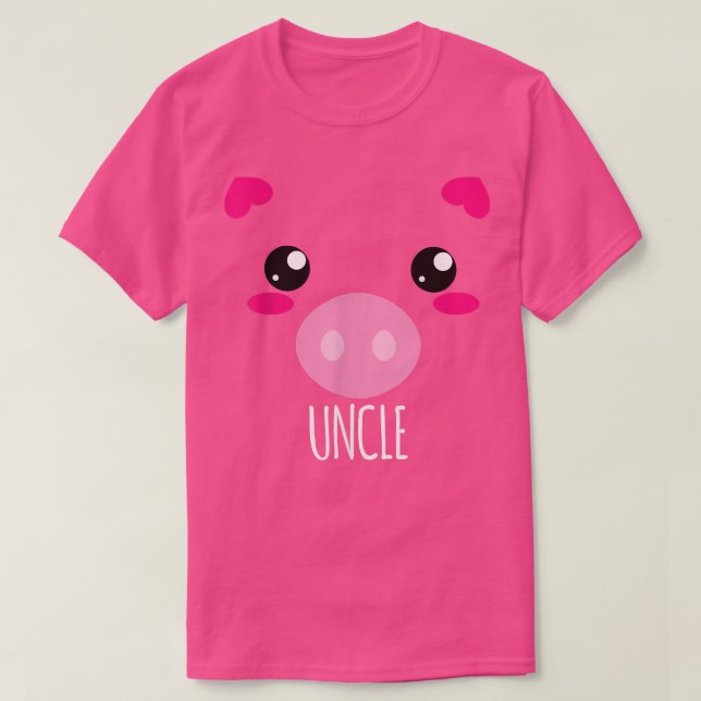 Camiseta Mens Pig Face Kawaii Halloween Costume For Uncle F (Diseño del anverso)