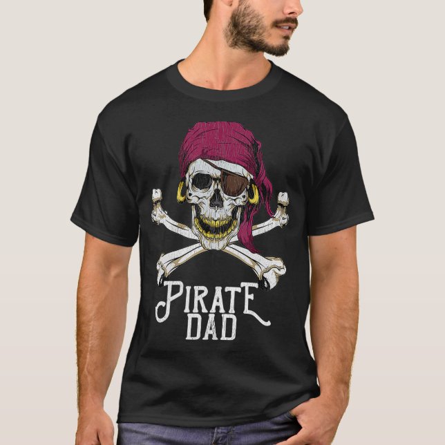 Camiseta Mens Pirate Dad Jolly Roger Crossbone Skull Hall (Anverso)