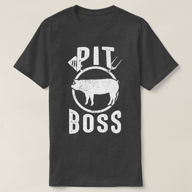 Camiseta Mens Pit Boss Shirt BBQ Funny Pitmaster Pig Grilli (Diseño del anverso)