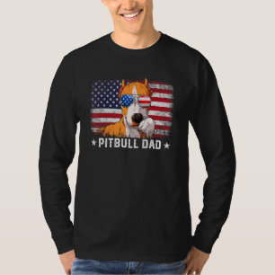 Camiseta Mens Pitbull Dad American Flag Día del Padre