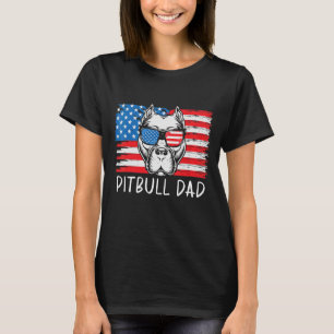 Camiseta Mens Pitbull Dad American Pit Bulldog Bandera de l