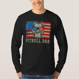 Camiseta Mens Pitbull Dad American Pit Bulldog Bandera de l