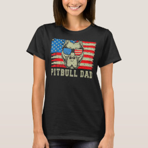 Camiseta Mens Pitbull Dad American Pit Bulldog Bandera de l