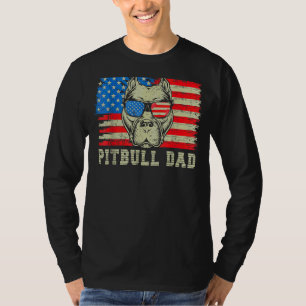 Camiseta Mens Pitbull Dad American Pit Bulldog Bandera de l