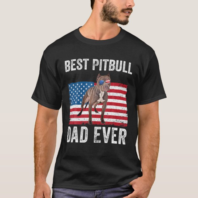 Camiseta Mens Pitbull Dad Dad American Flag Pittie Dad Dog  (Anverso)