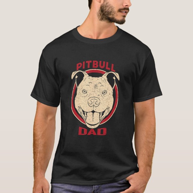 Camiseta Mens Pitbull Dad Mens American Pit Bulldog (Anverso)