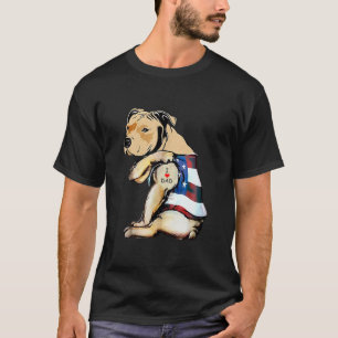 Camiseta Mens PitBull Dog Tattoo I Love Dad 