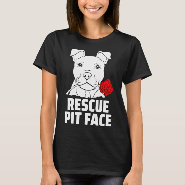 Camiseta Mens Pitbull Rescue Pit Face Funny Cute Pitbull Do (Anverso)