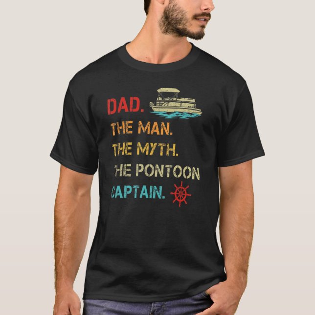 Camiseta Mens Pontoon Boat Dad The Man Mypontoon Captain (Anverso)