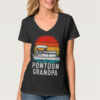 Camiseta Mens Pontoon Bote Vintage Sunset Pontoon Grandpa F
