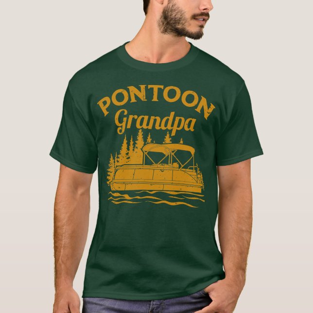 Camiseta Mens Pontoon Capitán Bote Lago Vida Pontoon (Anverso)