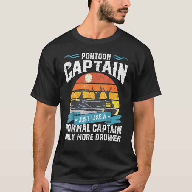 Camiseta Mens Pontoon Captain Boot Ship Present (Anverso)