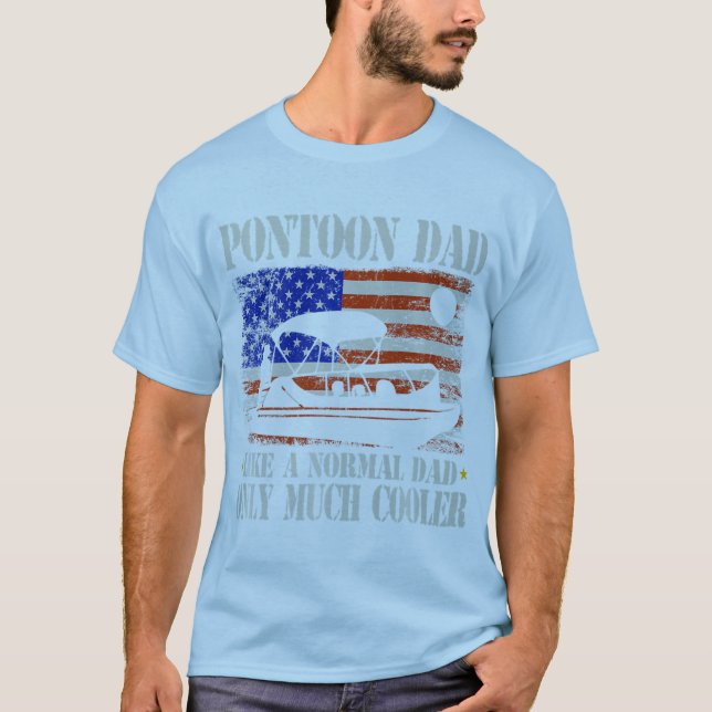 Camiseta Mens Pontoon Dad Boating American Flag 4 De Julio (Anverso)