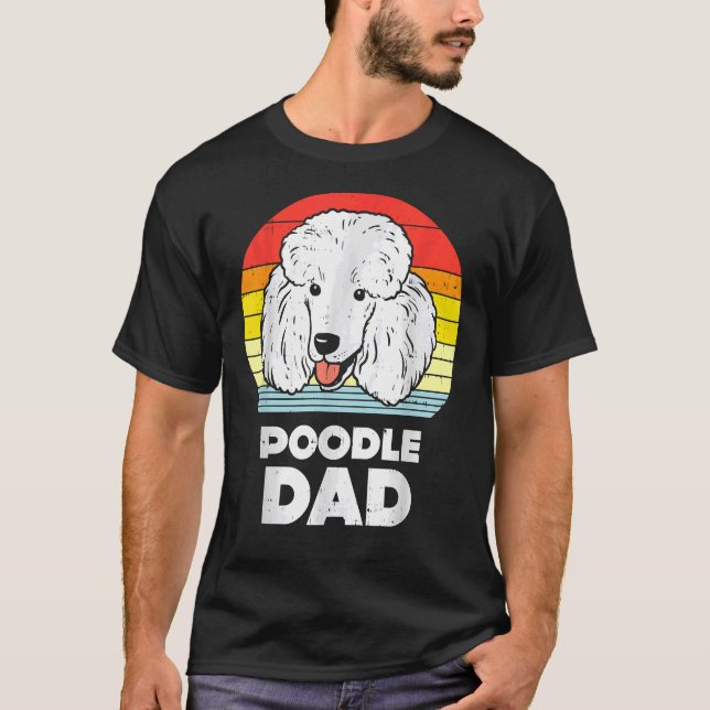 Camiseta Mens Poodle Dad Sunset Retro Animal Mascota Perro  (Anverso)