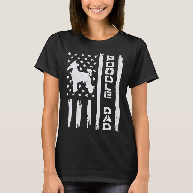 Camiseta Mens Poodle Dad Us Flag Patriot Dog Lover (Anverso)