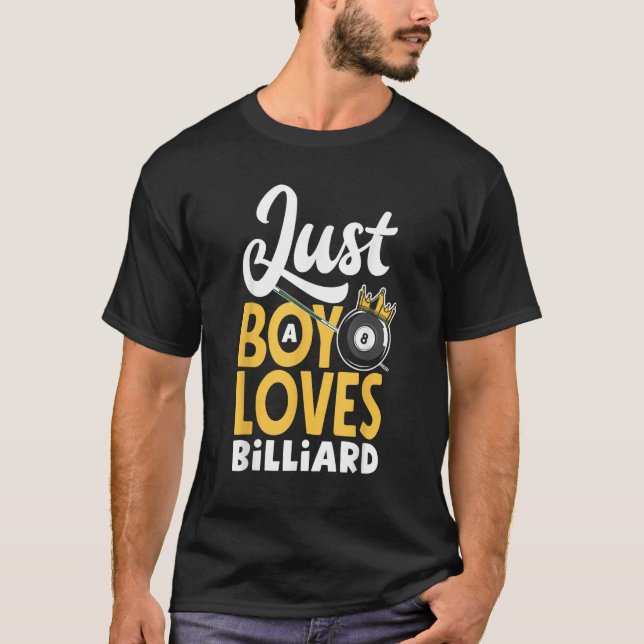 Camiseta Mens Pool Snooker Player Just A Boy Who Loves Bill (Anverso)