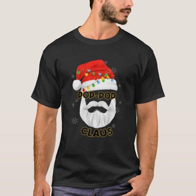 Camiseta Mens Pop-Pop Claus Santa Hat (Anverso)