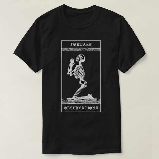 Camiseta Mens Praying Skeleton grupo de observación avanzad (Diseño del anverso)