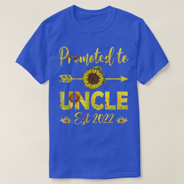 Camiseta Mens Promoted To Uncle Est 2022  Sunflower  (Diseño del anverso)
