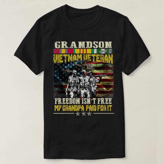 Camiseta Mens Proud Grandson Of Vietnam Veterans  Freedom I (Diseño del anverso)