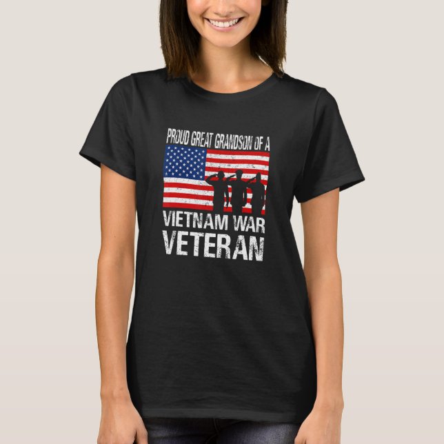 Camiseta Mens Proud Great Grandson of a Vietnam War Veteran (Anverso)