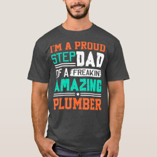Camiseta Mens Proud Stepdad Of A Freakin Awesome Plumber