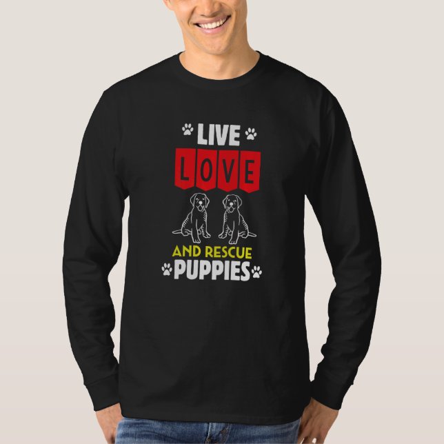 Camiseta Mens Puppy Adopción Amor Vivo Y Rescate Perros Ani (Anverso)