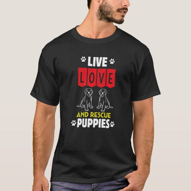 Camiseta Mens Puppy Adopción Amor Vivo Y Rescate Perros Ani (Anverso)