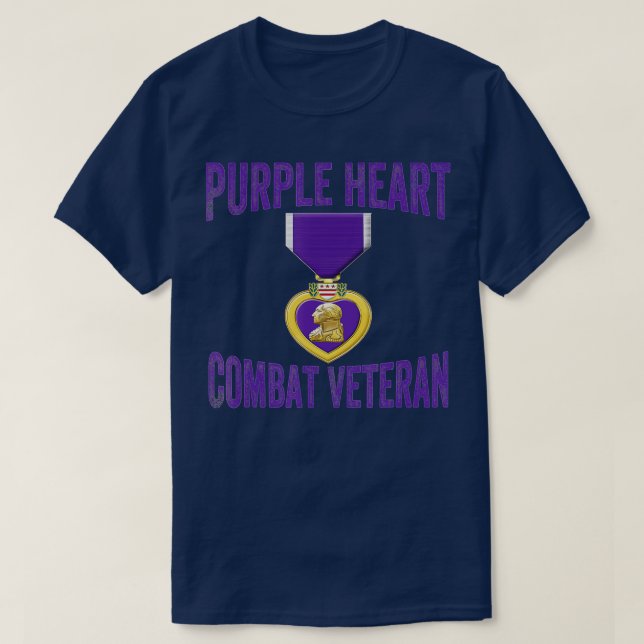 Camiseta Mens Purple Heart Combat Veteran (Diseño del anverso)