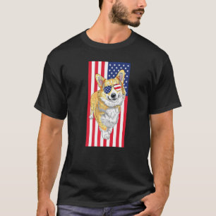 Camiseta Mens Red Sable Corgi Bandera Estadounidense 4 De J