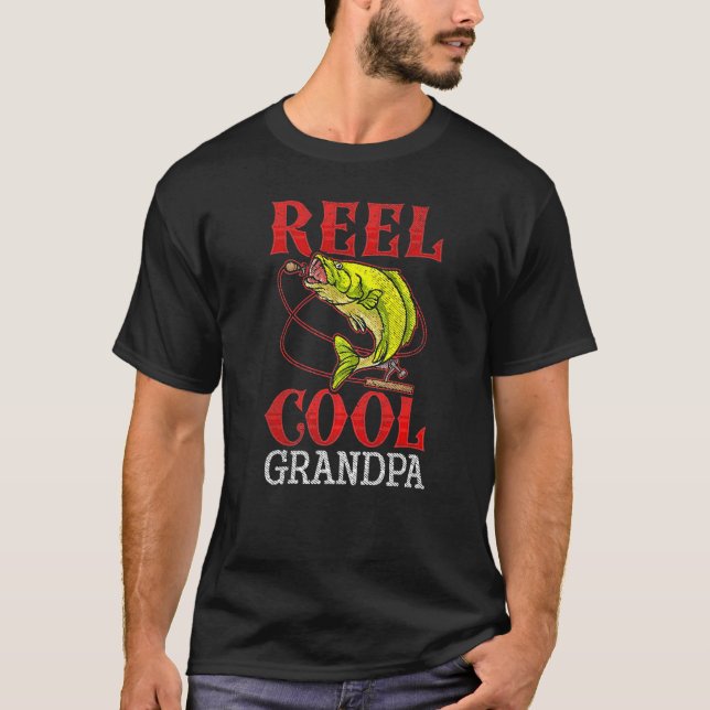 Camiseta Mens Reel Cool Grandpa Shirt Funny Valentine Fathe (Anverso)