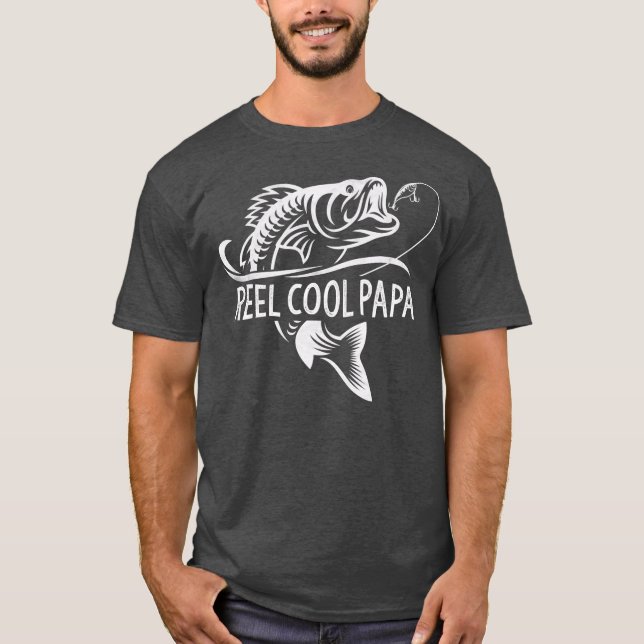 Camiseta Mens Reel Cool Papa Fishing Dad Father's Day (Anverso)