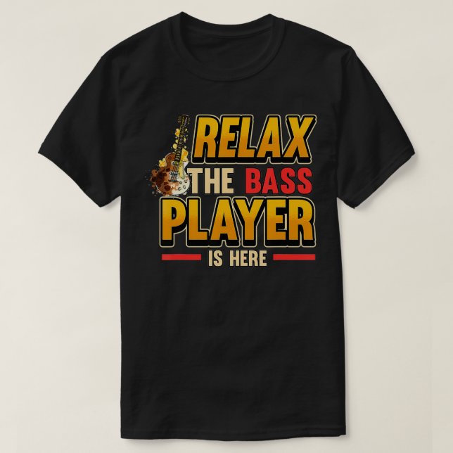 Camiseta Mens Rela El Jugador Bass Está Aquí Rock Music Bas (Diseño del anverso)