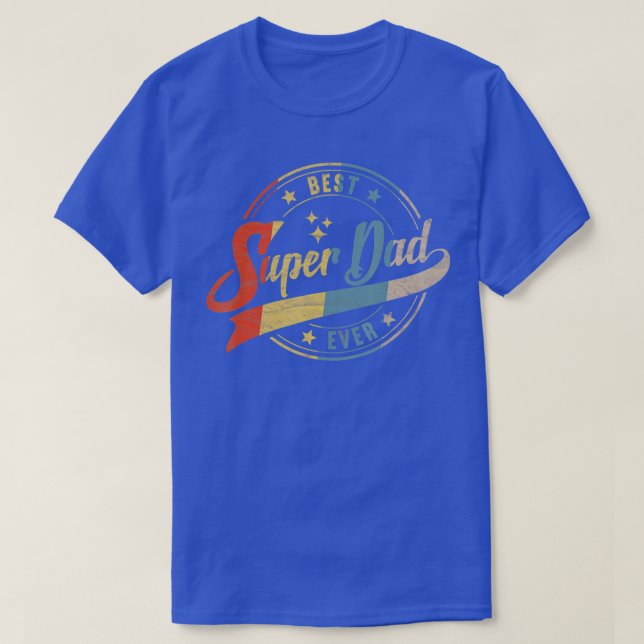 Camiseta Mens Retro Best Dad Super Dad Ever Father Daddy Fa (Diseño del anverso)