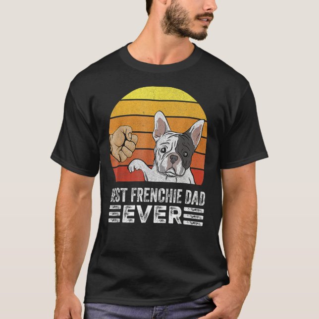 Camiseta Mens Retro Best Frenchie Dad Ever  Daddy French Bu (Anverso)