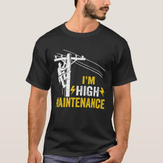 Camiseta Mens Retro Electrician Lineman Journeyman I'm High
