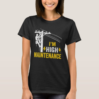 Camiseta Mens Retro Electrician Lineman Journeyman I'm High
