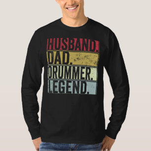 Camiseta Mens Retro Husband Dad Drummer Leyenda Para Padre